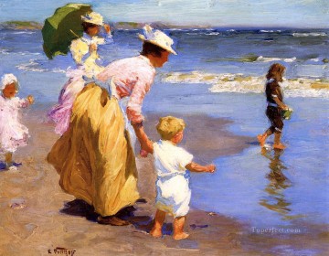  impresionista Obras - En la playa Playa impresionista Edward Henry Potthast
